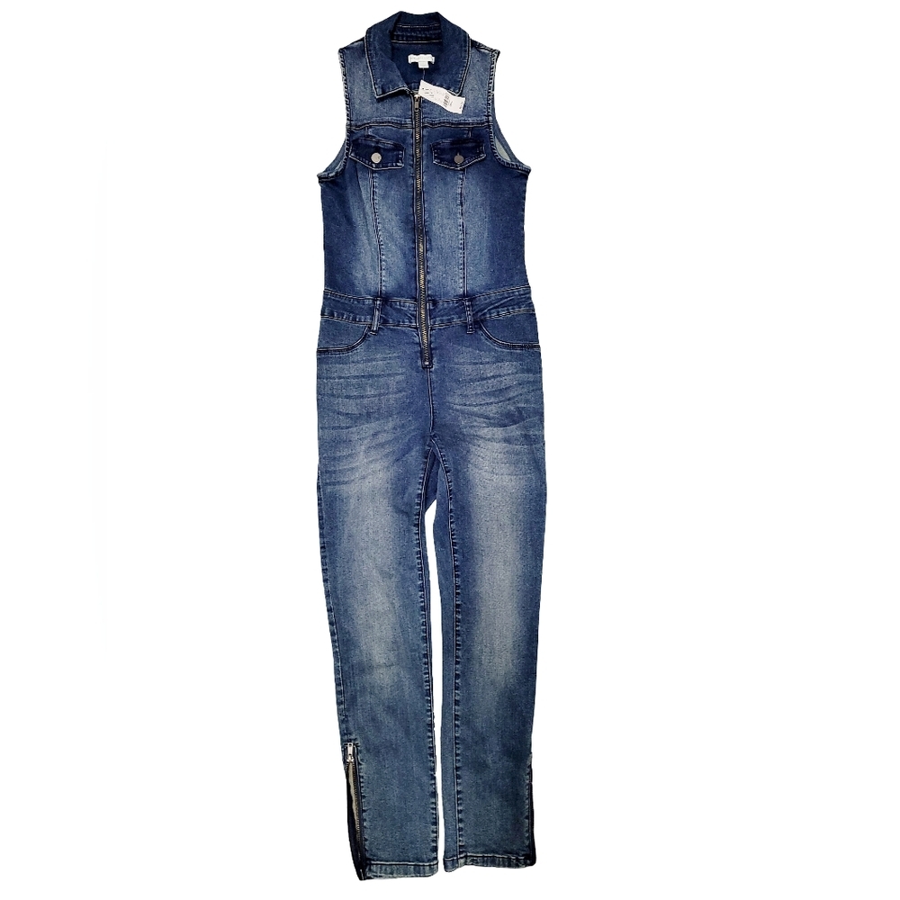 New York & Company Sleeveless Denim Jumpsuit, Size S Reg/Avg, NWT